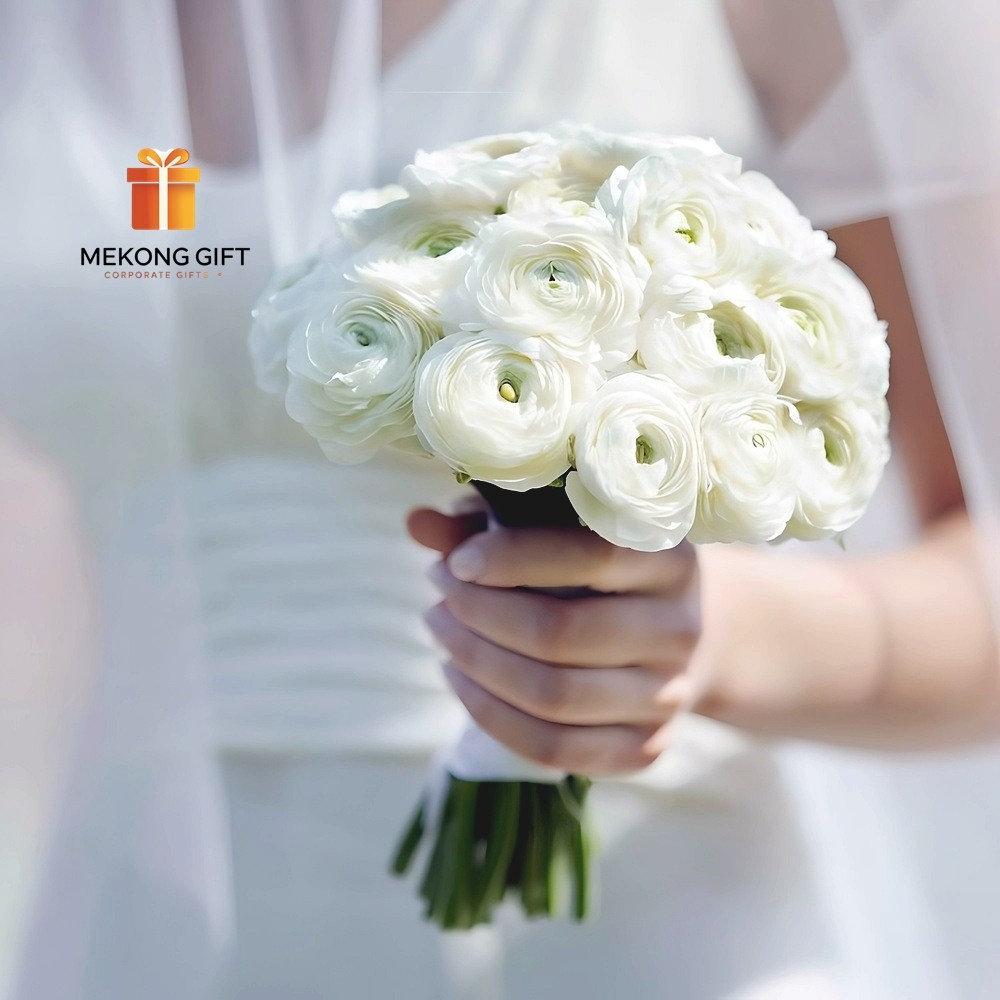 Bó Hoa Cưới Cầm Tay Mao Lương Trắng Tinh Khôi Tại TP.HCM